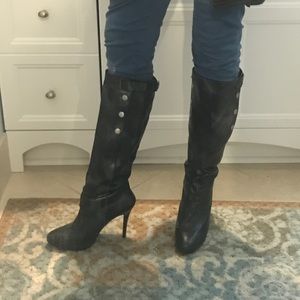 Like new knee high black leather boots size 10