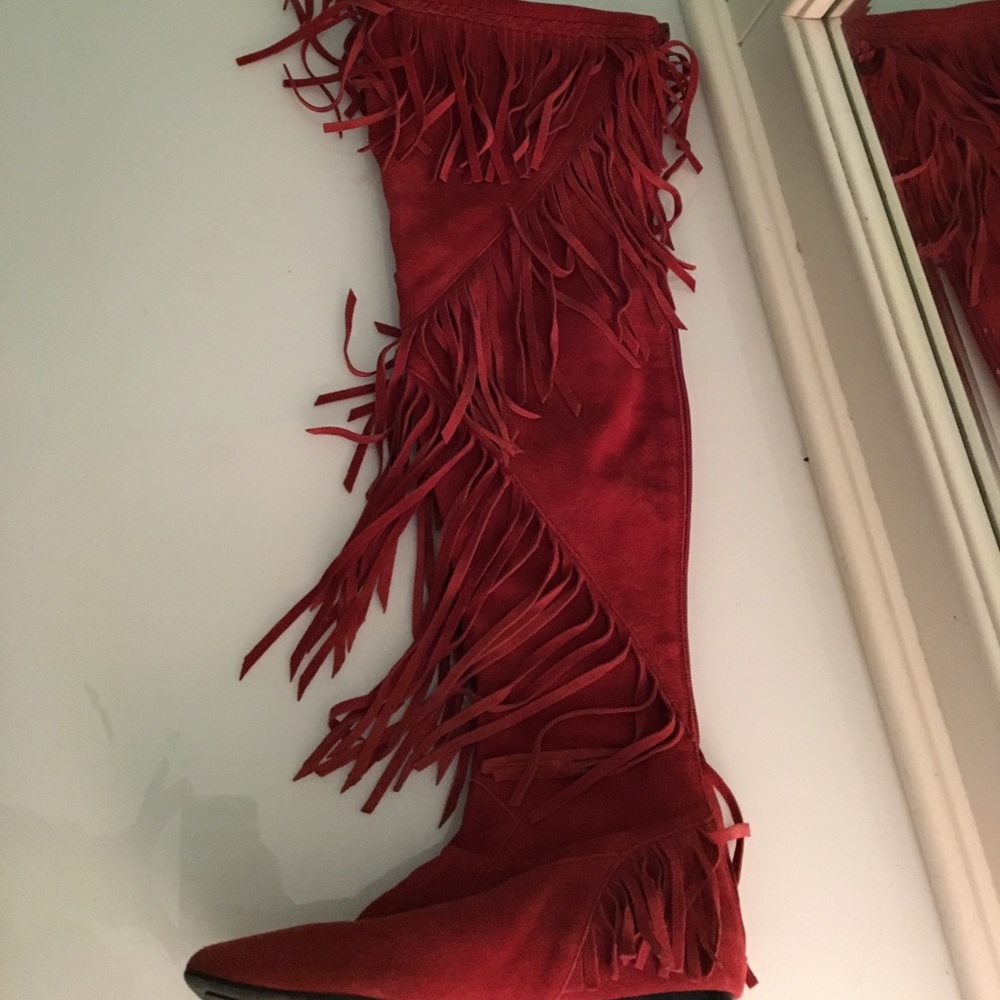 Sam Edelman Size 6.5 over the knee fringe boots