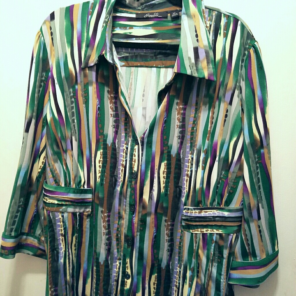Essentials by Milano Ladies 2X Striped Blouse