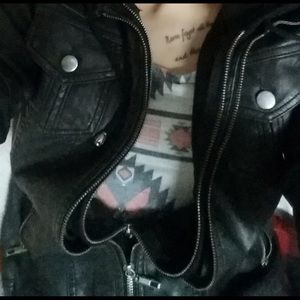 Double Zip Faux Leather Jacket