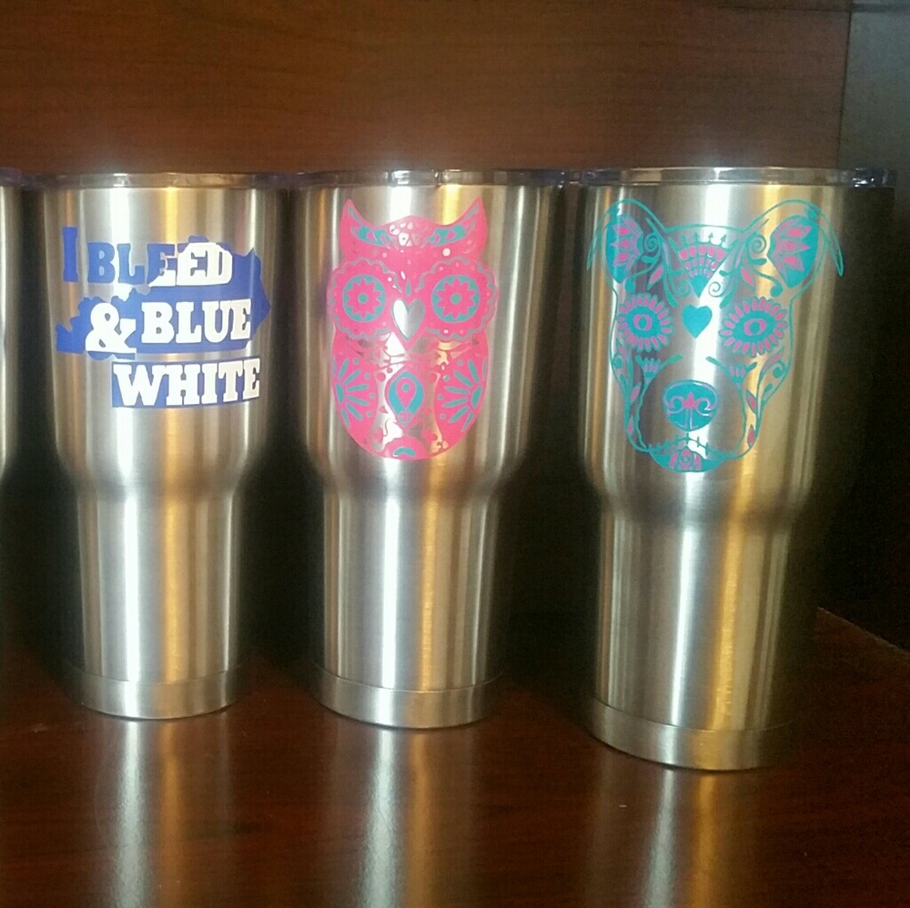 30oz Rtic Tumbler with sugar Skull owl or Pit bull