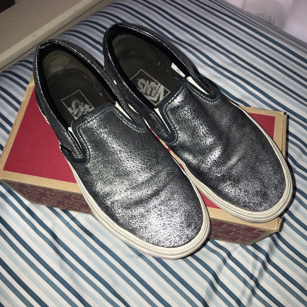 Metallic Distressed Slip On Vans