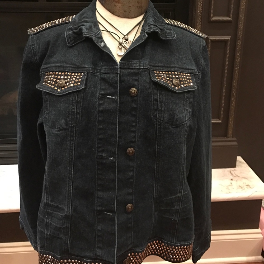 Denim Jean gold studded Jacket