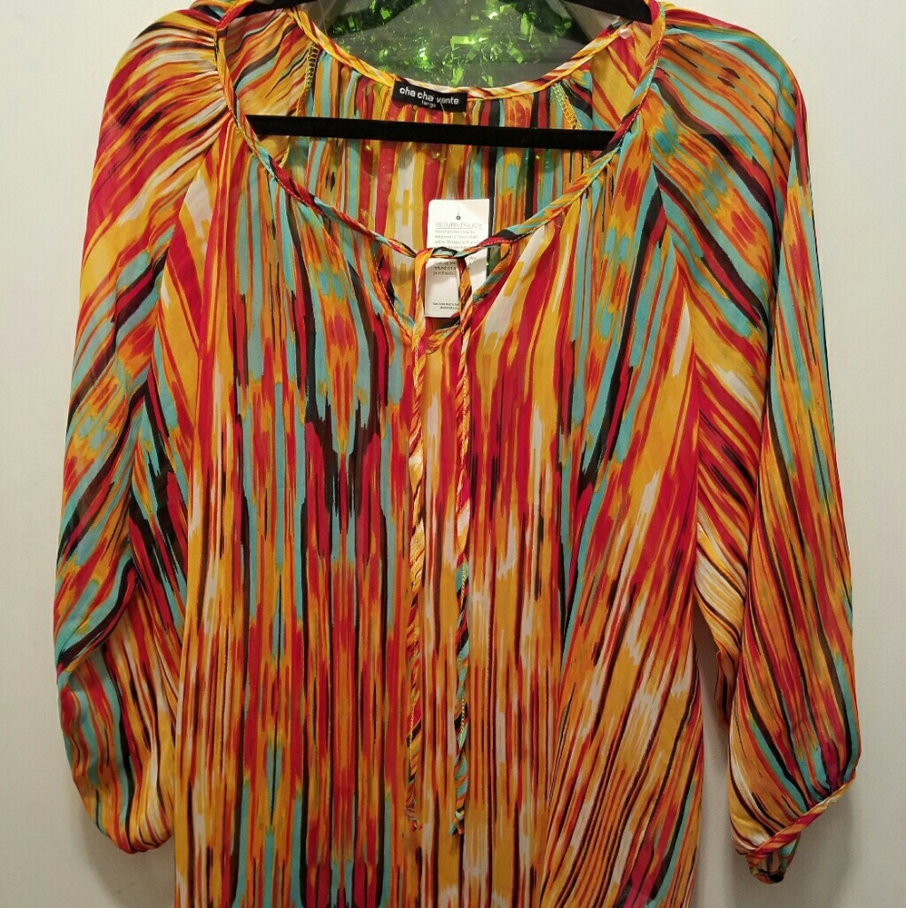 Cha Cha Vente Ladies Size Large Sheer Blouse