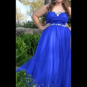 Simple Blue Tulle Prom Dress