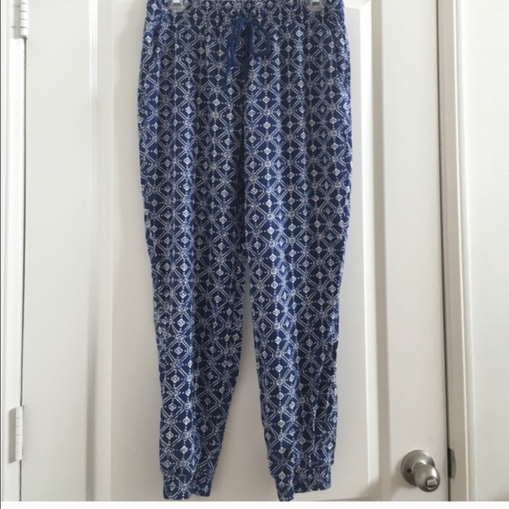 Blue and white pants