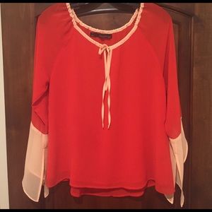 Red & Peach blouse