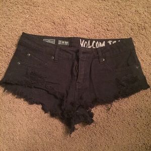Volcom black denim shorts