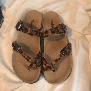 New birkenstock style leopard cheetah slip ons