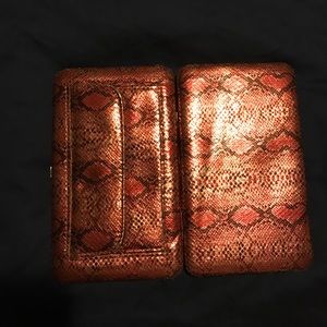 Charming Charlie Pink Metallic Snakeskin Wallet