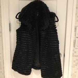 Aqua Black Faux Fur Vest