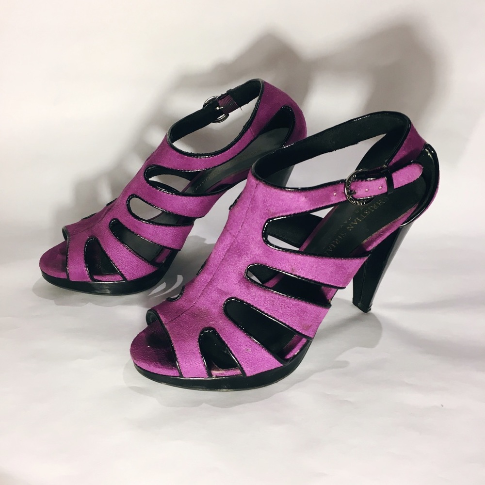 Christian Sirano Purple Caged Heels