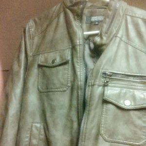 Kenneth Cole olive/brown MENS leather jacket