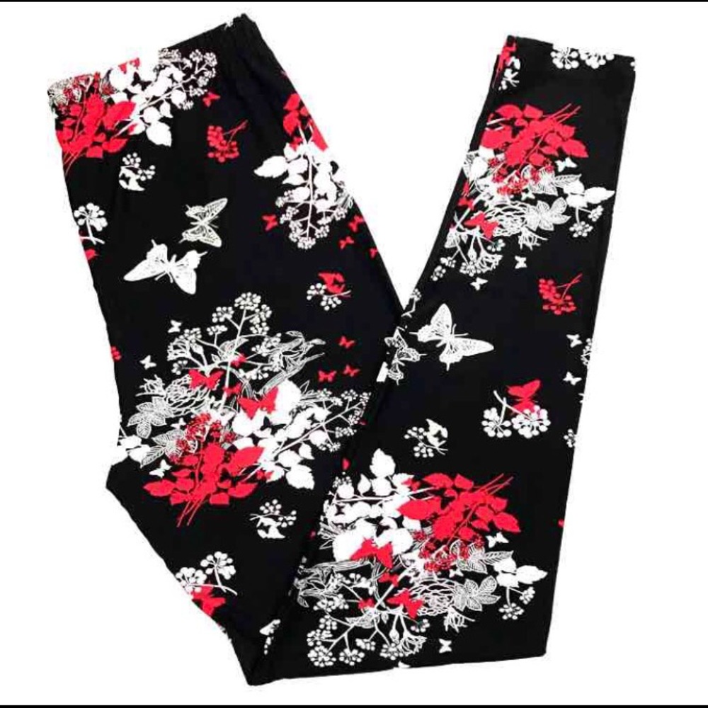 Buttery Soft Gorgeous Butterfly Floral Leggings TC