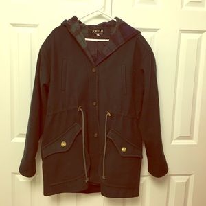 Hooded men's wool winter coat vintage