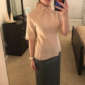 Blush Pink Ruffled Neck Sweater