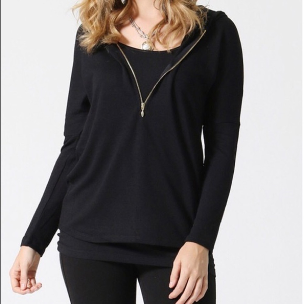 Black zip front top