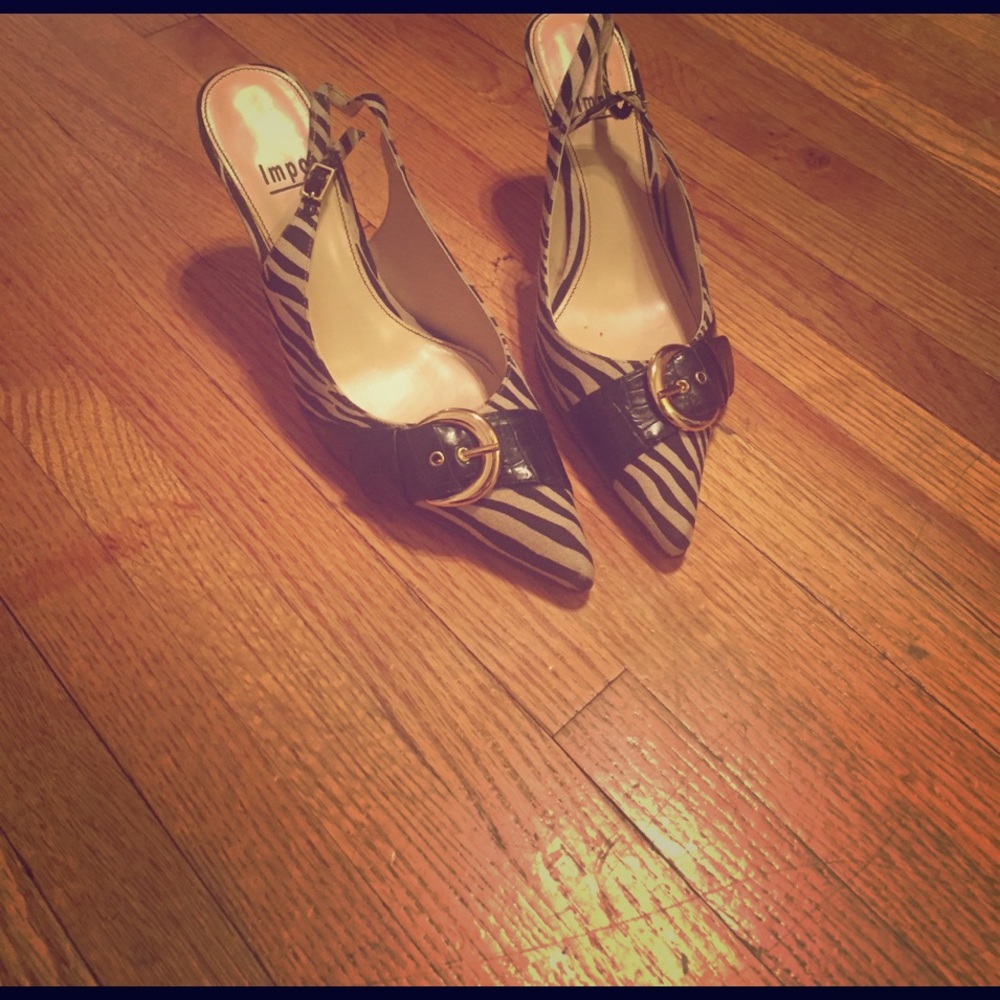 Barely worn zebra print sling backs