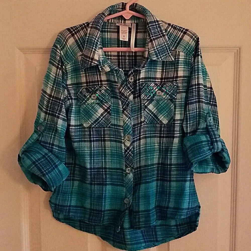 Girls plaid button down