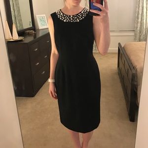 Classy Little Black Dress with Pearl Embellishing