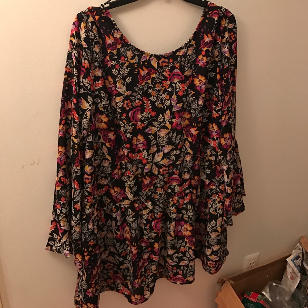 Retro Bell Sleeve Floral Print Dress
