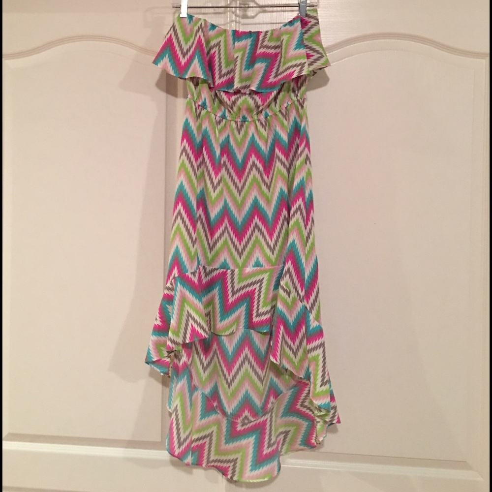 Macbeth Collection Colorful High-Low Spring Dress