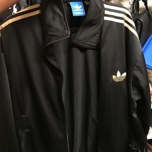 Adidas Black & Gold Zip Up Jacket