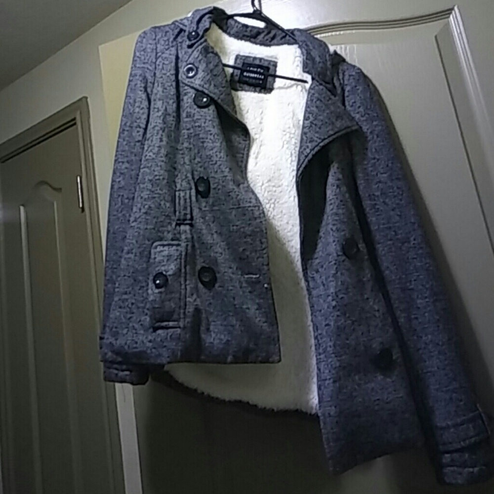 Black Button up jacket with faux fur