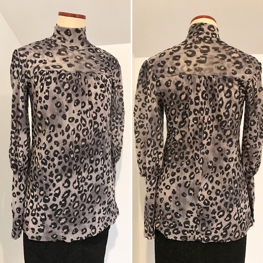 High Neck Leopard Blouse size M