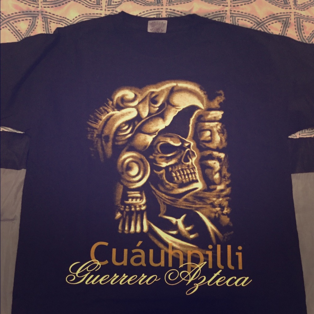 Black T-shirt with Azteca Warrior Skull .