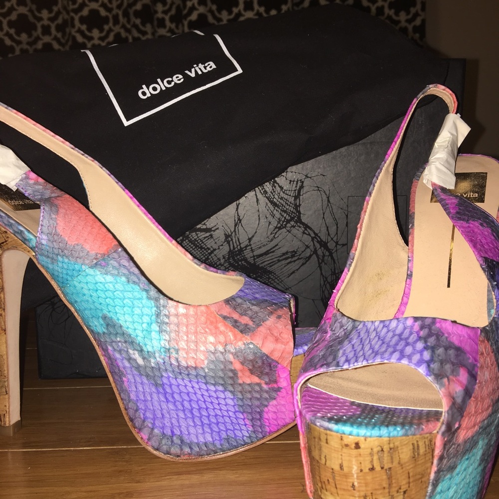 Multicolored shake print platform slingbacks SZ10