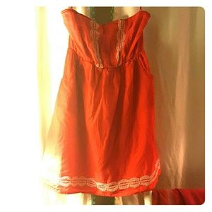 Torrid orange strapless dress cotton Size 3 (X)
