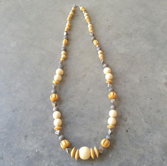Vintage Jewelry - Vintage Wooden Bead Long Necklace