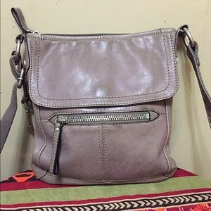 Gray Leather Fossil Crossbody Bag