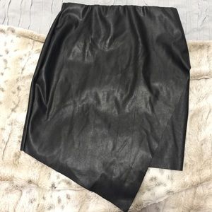 NWT ASYMMETRICAL FAUX LEATHER SKIRT