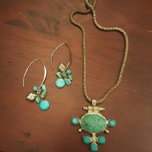 Turquoise necklace and earrings set