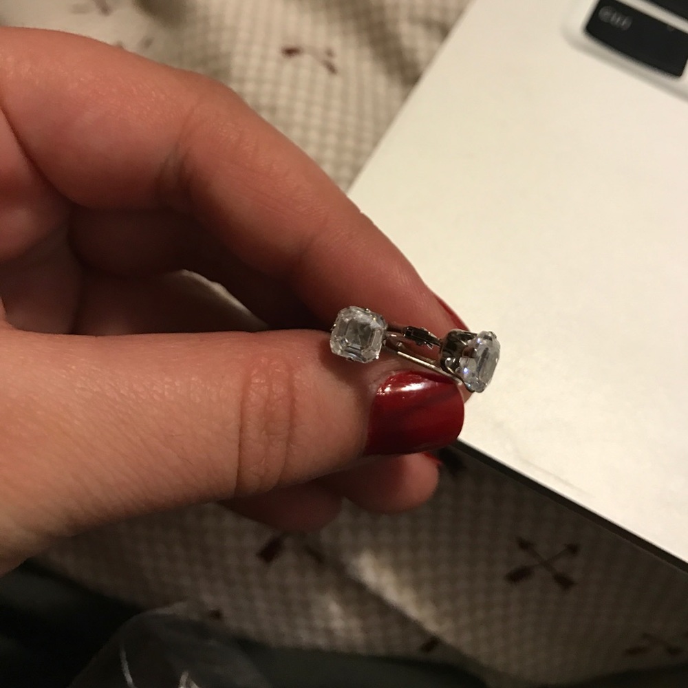 18K White Gold Plated 2-Carat Leverback Earrings