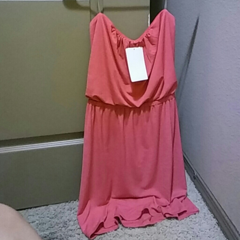 Pink summer strapless dress