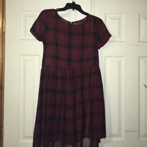 Black in red plaid flannel dress