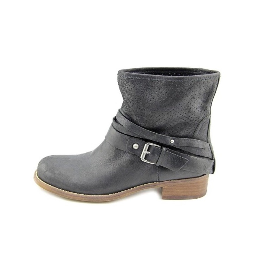Marc Fisher Black Perforated Leather Ankle Booties