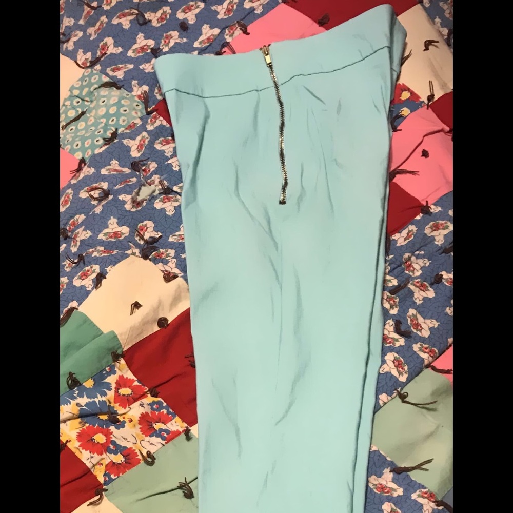 Teal skinny leg pants