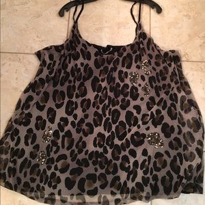 A cheetah/leopard print tank top