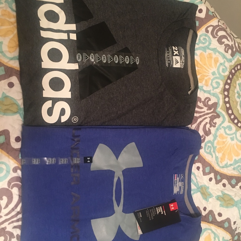 Men's Adidas & Under Armour Tees. New w/tags. XXL
