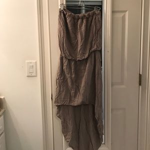 Beige Short to long strapless dress