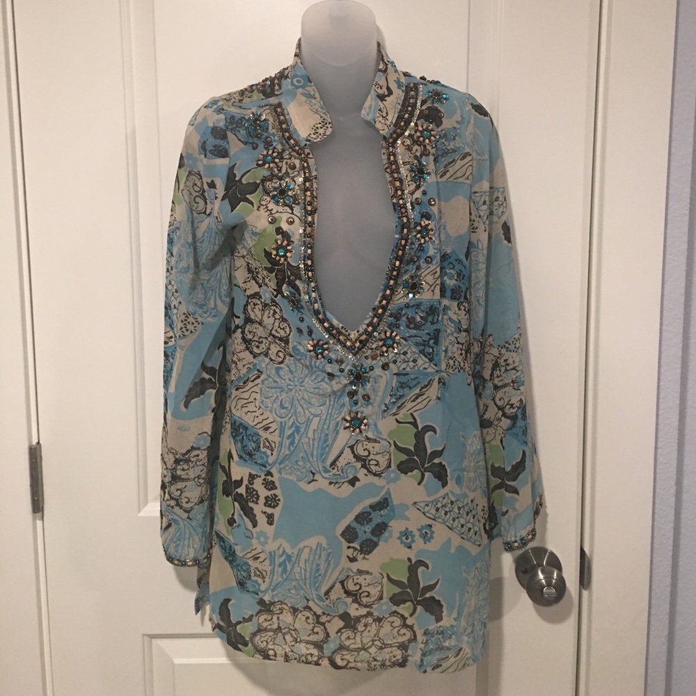 Beaded bathing suit cover up