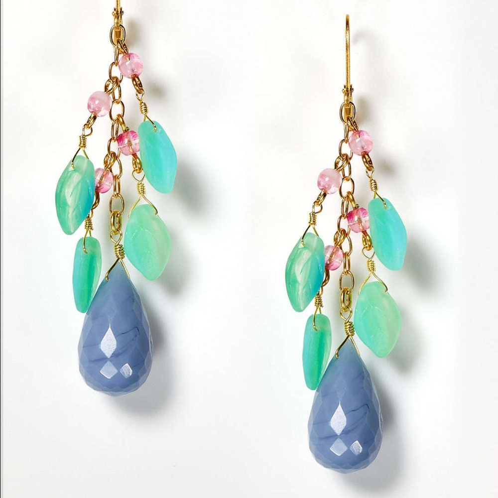 David Aubrey Leaf Drop Multi Colored Earrings - image 1