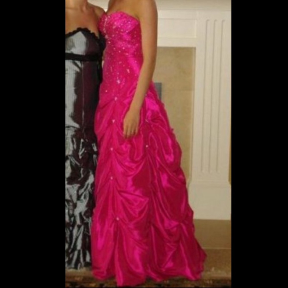 Mori Lee by Madeline Gardner Hot Pink Prom Dress