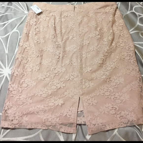 Soft light pink lace pencil skirt. - Picture 2 of 3