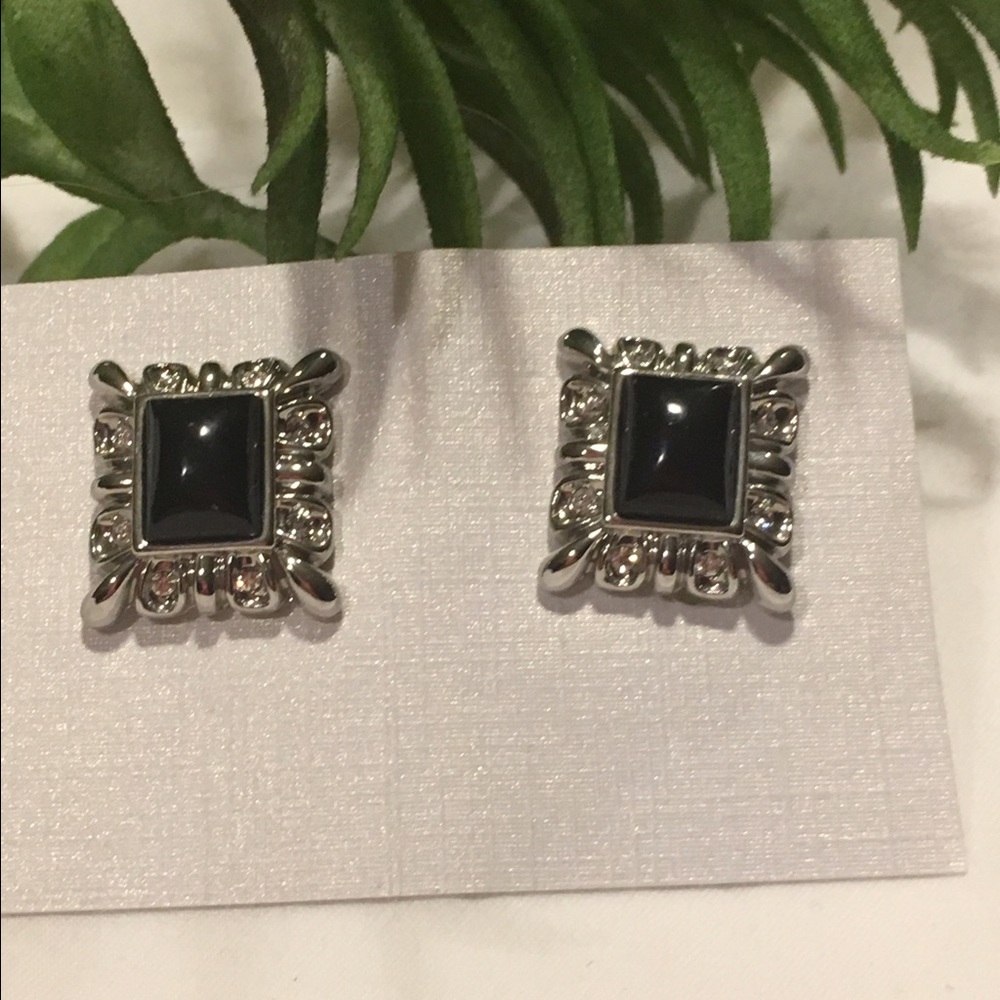 Silver and Black Clip On Earrings!