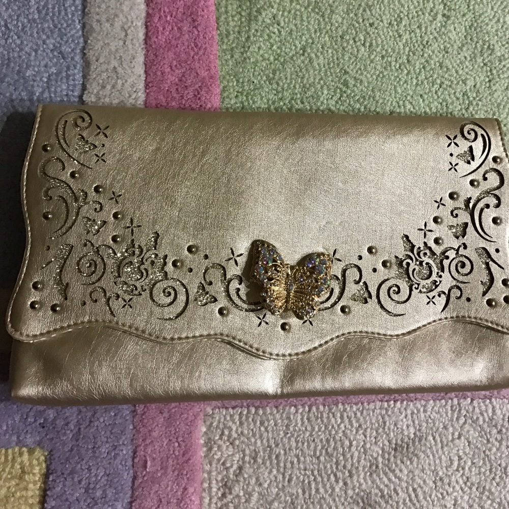 Disney clutch crossbody with gold chain, butterfly